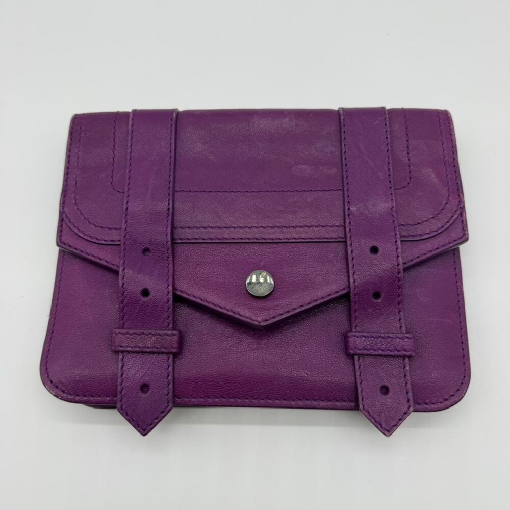 Proenza Schouler Purple Leather Wallet On Chain Crossbody Clutch Purse Italy